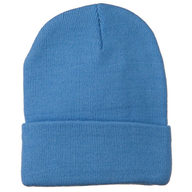 MG 12 Inch Long Knitted Beanie - Sky Blue OSFM W1 - Image 5